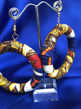 African Hoops in Purple Orange Ankara Print - Up cycled Zero Waste Earrings