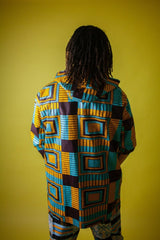 African Jacket In Electric Blue Kente - The Continent Clothing