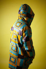 African Jacket In Electric Blue Kente - The Continent Clothing