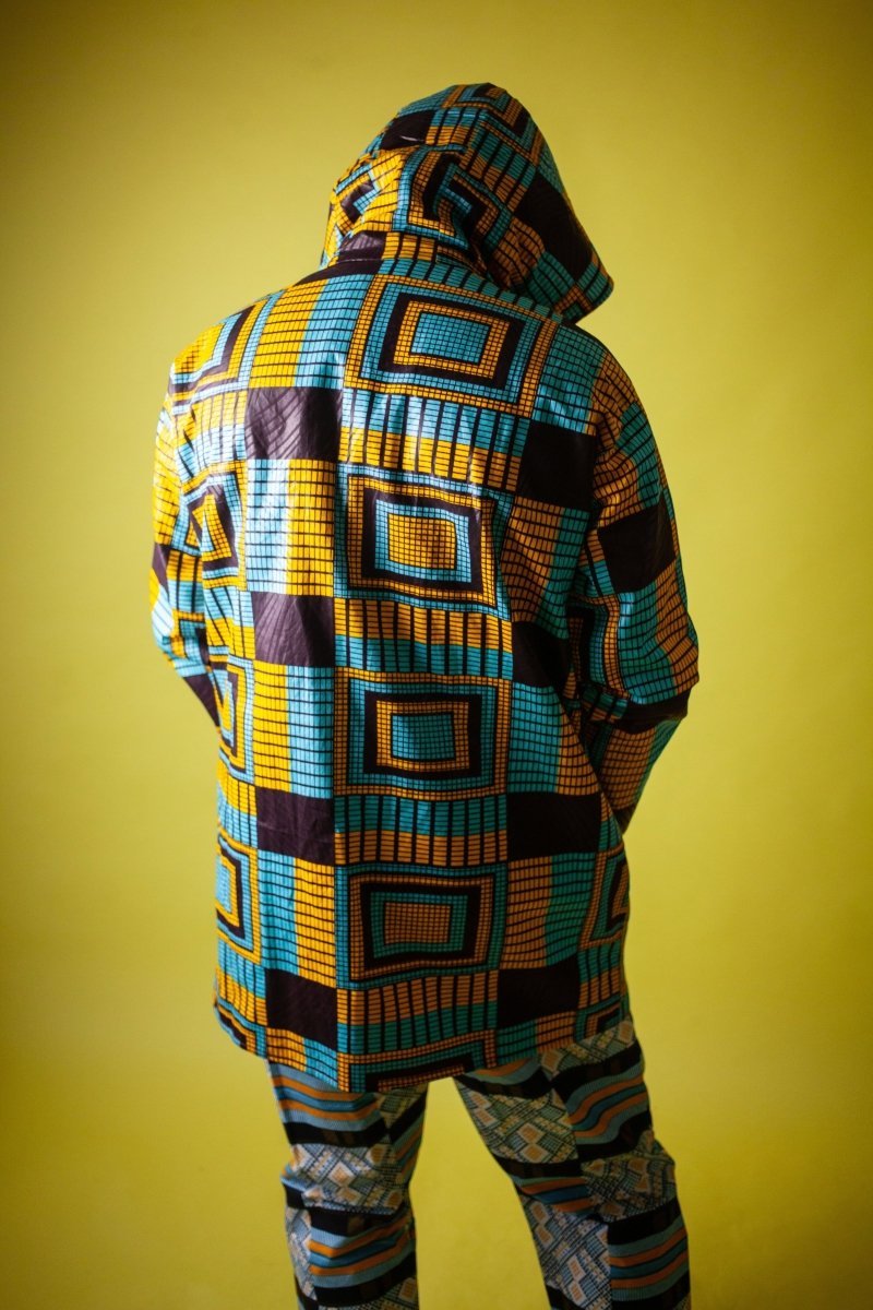 African Jacket In Electric Blue Kente - The Continent Clothing