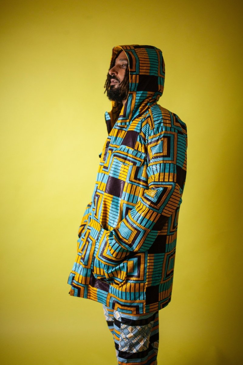 African Jacket In Electric Blue Kente - The Continent Clothing