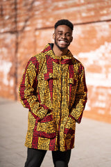 African Jacket In Red Orange Print - The Continent Clothing