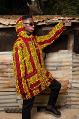 African Jacket In Red Orange Print - The Continent Clothing