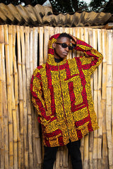 African Jacket In Red Orange Print - The Continent Clothing