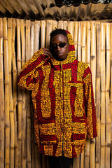 African Jacket In Red Orange Print - The Continent Clothing