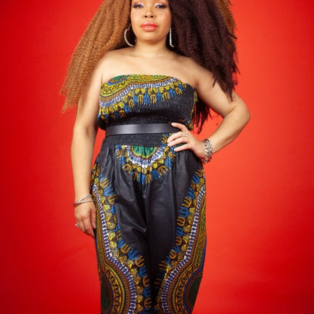 Costume da salto africano in nero Dashiki Print