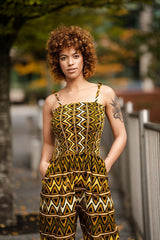 African Jumpsuit In Earthy Mud Cloth - Continent Clothing 