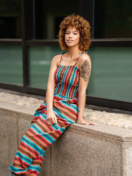 Afrikanische Jumpsuit in Rosa Ankara