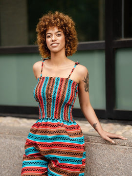 Afrikanische Jumpsuit in Rosa Ankara