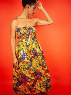 African Maxi Dress In Beautiful Gold