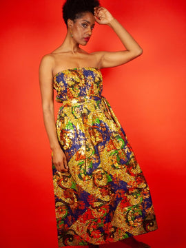 African Maxi Dress In Beautiful Gold