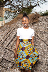 African Maxi Skirt In Blue Kente - The Continent Clothing