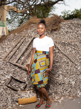 African Maxi Skirt In Blue Kente
