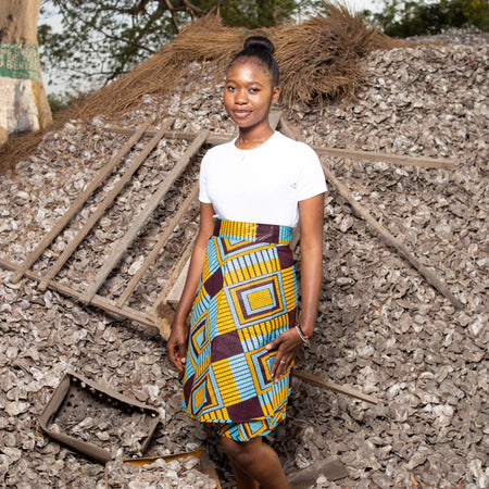 Gonna africana, gonna a portafoglio in stampa Dashiki blu - gonna da spiaggia