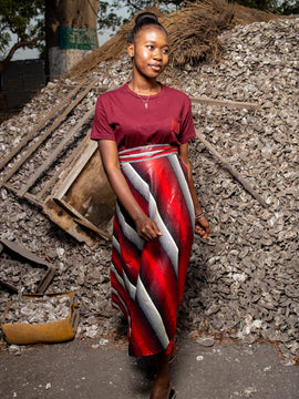 African Maxi Skirt In Red