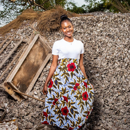 Afrikanischen Rock, Wickelrock in blau Dashiki Print - Strandrock