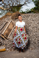 African Maxi Skirt In Red Flower - The Continent Clothing