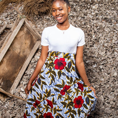 Afrikanischen Rock, Wickelrock in blau Dashiki Print - Strandrock