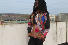 African Oversized Hoodie in Black Dashiki Print - Aztec Festival Hoodie - Continent Clothing 