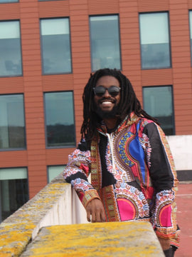 Sudadera africana de gran tamaño con estampado Dashiki negro - Sudadera Aztec Festival