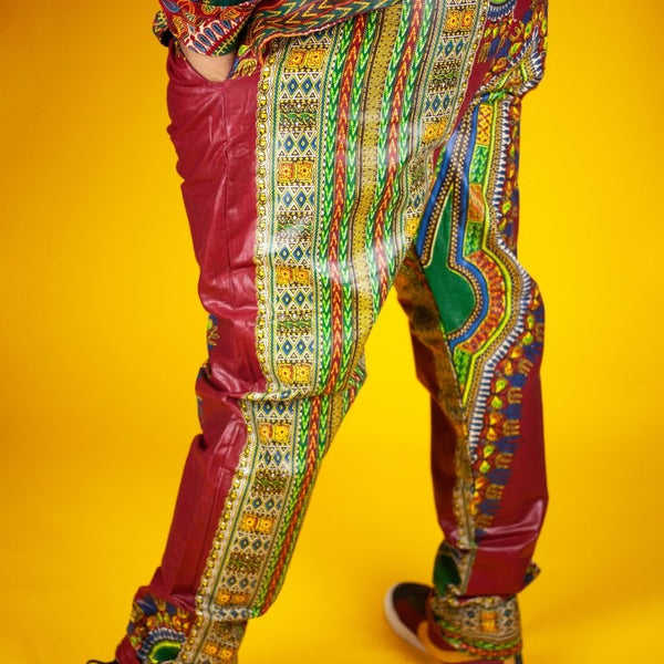 African Dashiki Cargo Pants With Bold Print Design Guyana