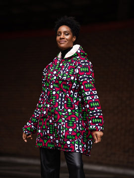 African Parka In Electric Pink Samakaka