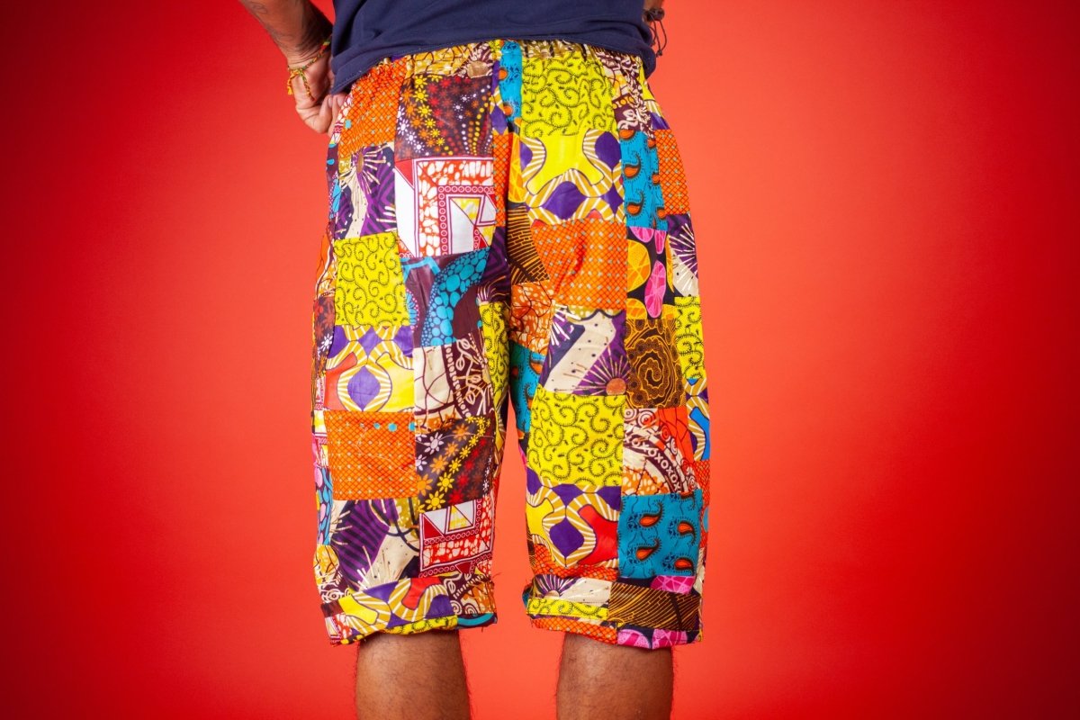 African Patchwork Shorts - Festival Shorts - Continent Clothing 