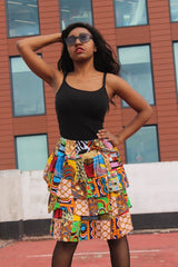 African Patchwork Skirt, Rah Rah - Festival Skirt - Continent Clothing 