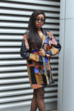 African Peacoat in Black Dashiki Print - Continent Clothing 