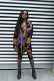 African Peacoat in Black Dashiki Print - Continent Clothing 