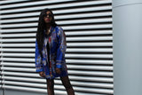 African Peacoat in Bue Dashiki - Continent Clothing 