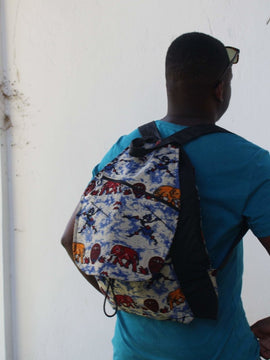 African Print Back Back in White Tribal Print