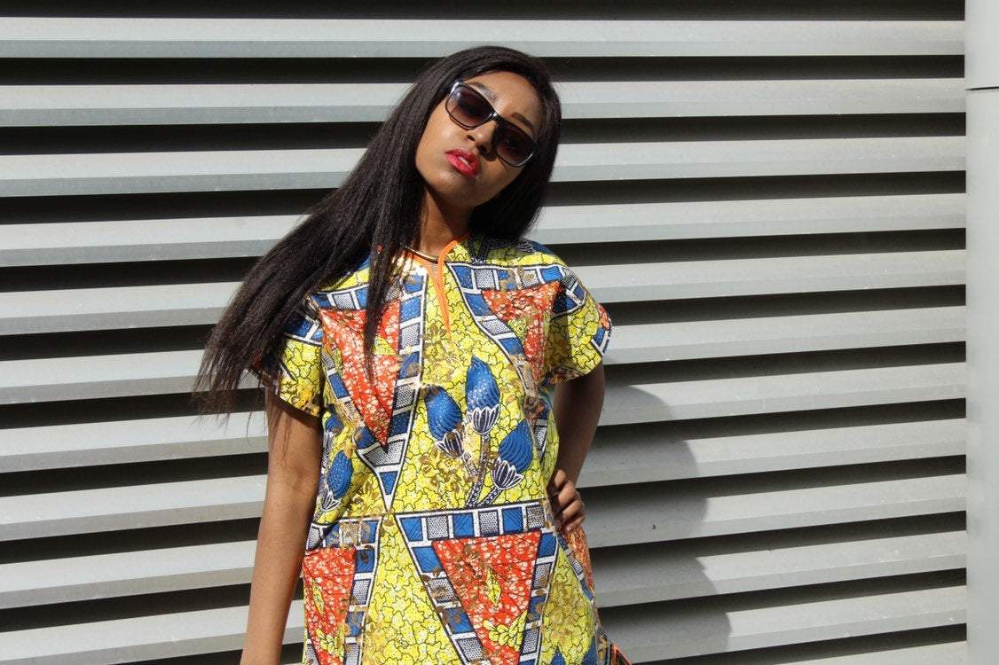 African Print Dress - gold festival dress - Continent Clothing 