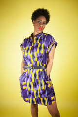 African Print Dress In Purple Kente - The Continent Clothing