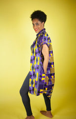 African Print Dress In Purple Kente - The Continent Clothing