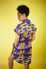 African Print Dress In Purple Kente - The Continent Clothing
