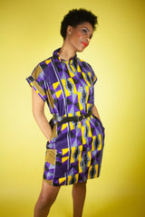 African Print Dress In Purple Kente - The Continent Clothing