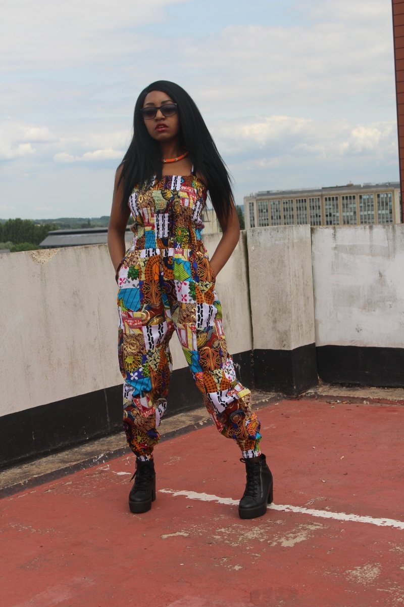 African Print Jumpsuit in Patchwork - Continent Clothing 
