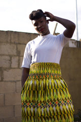 African Print Maxi Skirt in Yellow Ankara Print - Summer Skirt - Continent Clothing 