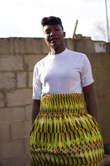 African Print Maxi Skirt in Yellow Ankara Print - Summer Skirt - Continent Clothing 