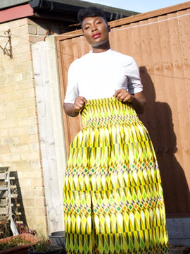 African Print Maxi Skirt in Yellow Ankara Print - Summer Skirt
