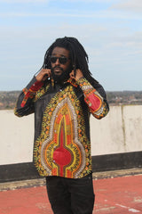 African Print Shirt in Black Dashiki - Festival Shirt - Continent Clothing 