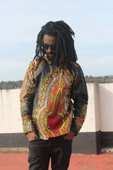 African Print Shirt in Black Dashiki - Festival Shirt - Continent Clothing 