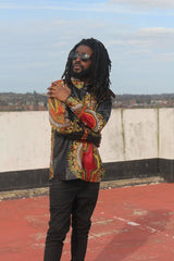 African Print Shirt in Black Dashiki - Festival Shirt - Continent Clothing 