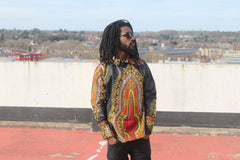 African Print Shirt in Black Dashiki - Festival Shirt - Continent Clothing 