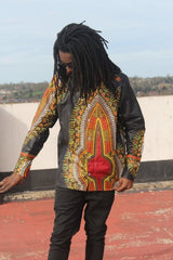 African Print Shirt in Black Dashiki - Festival Shirt - Continent Clothing 