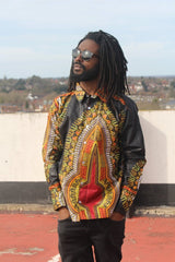 African Print Shirt in Black Dashiki - Festival Shirt - Continent Clothing 