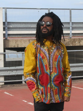 African Print Shirt in Brown Dashiki - Festival Shirt