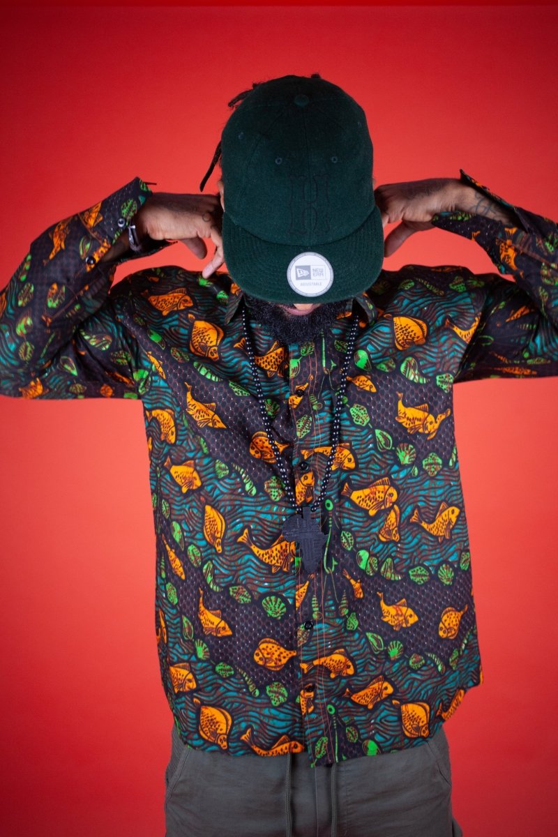 African Print Shirt In Fishy Green - Continent Clothing 