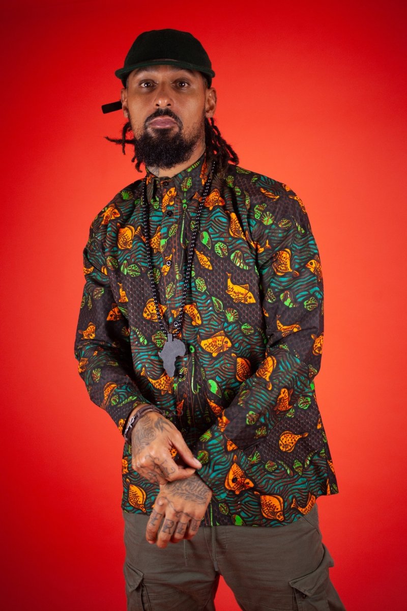 African Print Shirt In Fishy Green - Continent Clothing 